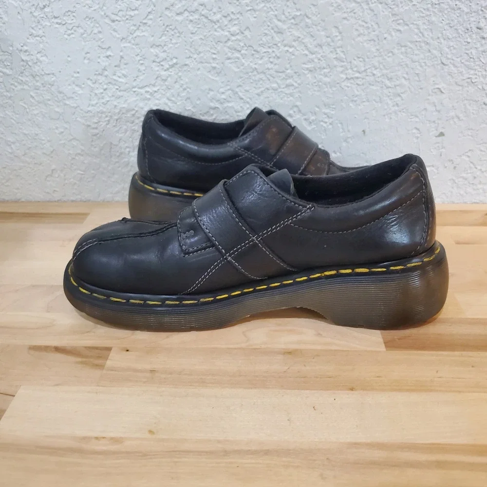 Dr. Martens Black Leather Monk Strap Platform Shoes Buckle Women Size 10 L 12282